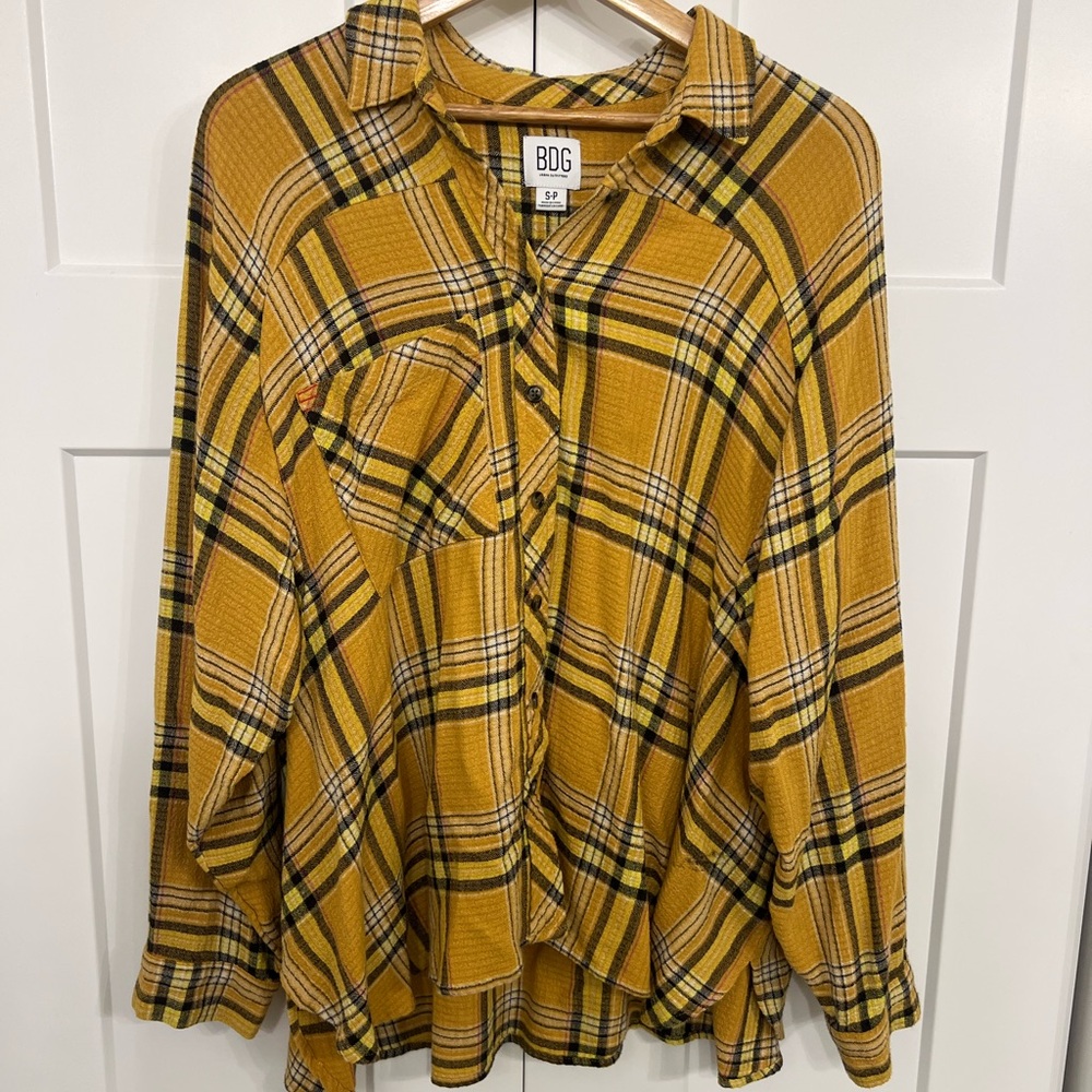BDG Yellow Plaid Button-Up Shirt